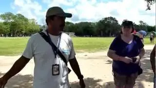 Chitsen Itza - Tour guide explaining history of the Mayan beliefs