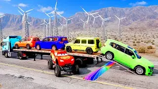 Flatbed Truck McQueen | Transportation with Truck - Pothole vs Car #1 | BeamNG.Drive Gameplay
