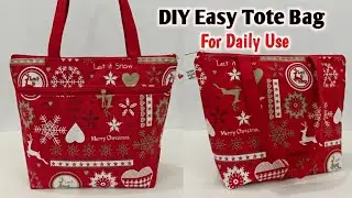 How to make a Tote Bag for Daily Use | Bag making | Shopping bag cutting and stitching | DIY Purse