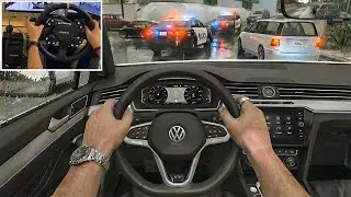 GTA 5 - Realistic Taxi Job | Volkswagen Passat Estate | POV Drive | Steering Wheel Gameplay