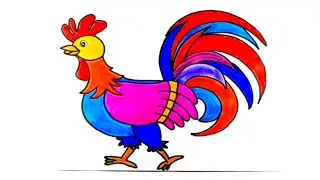 Easy Rooster Drawing Step by Step | Colorful Farm Animal Art Tutorial