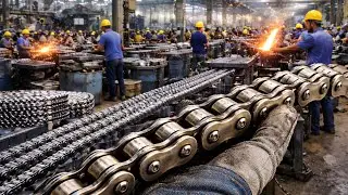 Amazing manufacturing process of motorcycle chain with great technique and skill. #Chain #Technique 