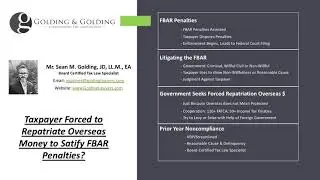 Is Repatriation of Overseas Money Required to Pay for FBAR Penalties?