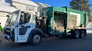 Waste Management Mack LR McNeilus MSL Garbage Truck On Manual Garbage In Townhomes