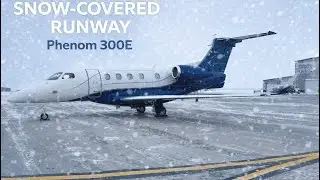 Near Whiteout Landing on a Snow-Covered Runway | Phenom 300E Cockpit View