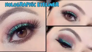 Easy Eye Makeup Tutorial for Beginners | How to apply Holographic EyeLinear | Colour Eye Liner