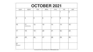 Printable October 2021 Calendar Templates with Holidays - Wiki Calendar
