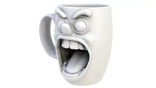 3D model of an abstract mug. A emotional mug. Superhive, CGtrader, Cults3d (no sound)