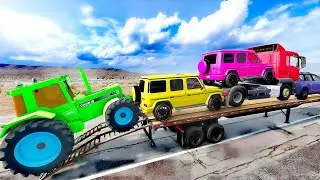 Flatbed Truck Mcqueen | Transportation with Truck - Pothole vs Car #777 - BeamNG.Drive
