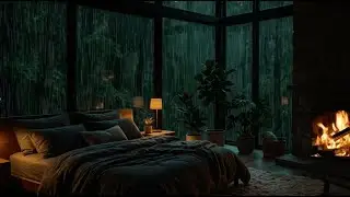 Relaxing Rain Sound For Deep Sleeping🌧️ Sleep sounds with Fireplace Crackling:10 Hours Full HD