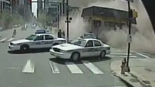 New dash-cam video of a Philadelphia building collapse.