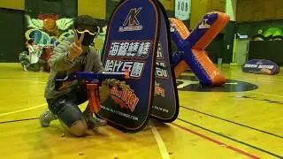 Teens Nerf QuikFlag Capture Flag Game Battle in a Hong Kong Sportground