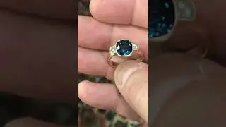 RING 973 - Peacock Sapphire and Diamonds in 18kt Yellow Gold.  MICHAEL ALEXANDER JEWELRY