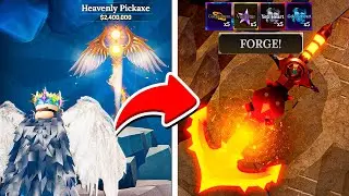 I GOT THE STRONGEST SWORD OF THE UPDATE AND THE NEW CELESTIAL PICKAXE IN THE FORGE