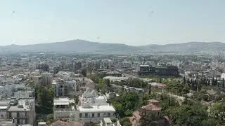 Aerial Drone View over Athens, Greece Cityscape at Daylight