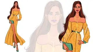 fashion Illustration: Coloring off shoulder dress using autodesk sketch book