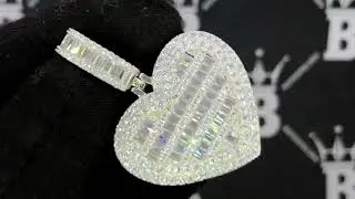 Heart Baguette VVS Moissanite Pendant .925 Sterling Silver | Hip Hop Bling