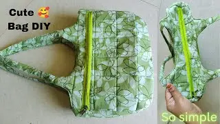 Beautiful zipper handbag cutting and stitching at home/shopping bag/cloth bag/bag Diy/Hand bag