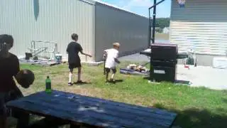 Popping soda bottles with a bat
