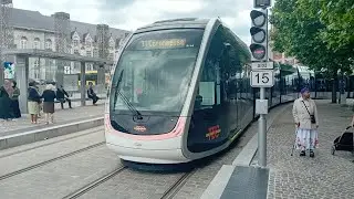 TEC CAF Urbos tram ride in Li&egrave;ge, Belgium