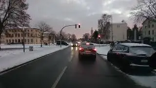 DRIVING IN GERMANY. Winter. Schwerin.