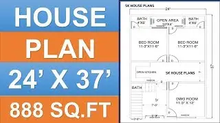 24' X 37' HOUSE PLAN 888 SQ.FT