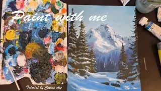 Painting process of a winter landscape from Correa Art / cozy paint with me