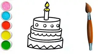 Cake Drawing & Painting and Coloring for kids easy | Kids Drawing | Kids Video | Toddlers | #cake 