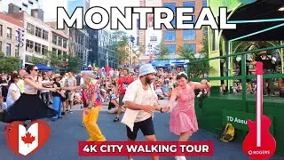 [4K] 🇨🇦 Jazz Festival Downtown Montreal 2025 | City Walking Tour & Live Street Music