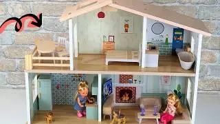Wooden Doll House Play Set Review 🏠 ASMR Unboxing & Mini Furniture Reveal
