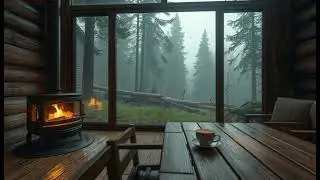 Cozy Luxury Fireplace with Forest View | Gentle Fire Sounds for Deep Sleep Relaxation Ambience Night