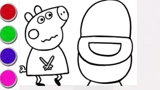 Peppa pig drawing painting and colouring for kids and Toddler||