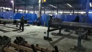 tower production in workshop for steel pole towers.