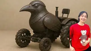THE GIRL AND THE IRON BIRD ON THE FIELD