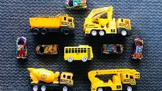Bermain mainan mobil truk Molen, koleksi truk excavator, truk pasir, truk tangga, bus tayo, balap