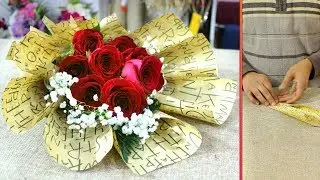 flower gift wrapping techniques || NEW hand-tied bouquet wrap