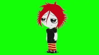 Ruby Walking in Listening and Bored - Ruby Gloom - Green Screen