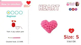 How to crochet mini Heart/Easy crochet tutorial from The Crochet Channel