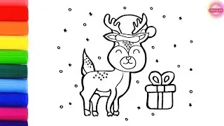 How To Draw A Christmas Reindeer Step by Step|Reindeer Drawing Tutorialf for Kids| Festive Drawing 🦌