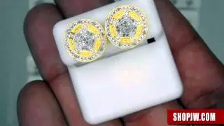 925 Silver Genuine Diamond Micro Pave Screw Back Hip Hop Mens Earrings Shopjw