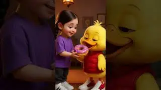 Duckling With Blue Hat And Donut #duckling #ducklingcute #ducklingvideo #ducklinglove