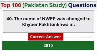 Top 100 Pakistan studies Questions for all Competitive Exams/ Most Important questions/Repeated mcqs