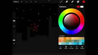 Drawing a city with fireworks in Procreate