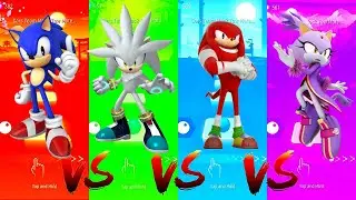 Sonic vs Silver Sonic vs Knuckles vs Blaze the Cat | Tiles Hop Edm Rush