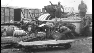Allied military equipment unloaded at terminal in Bordeaux, France during World W...HD Stock Footage