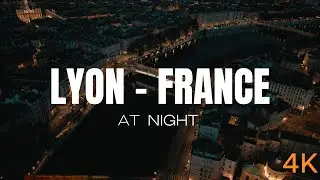 LYON at dusk drone view 4k