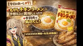 【今日のあーし#７】　もやしチキンラーメン、予想以上に美味しいのでやってみて＋手羽先で鳥尽くし！　【VOICEVOX解説＋AI生成動画】