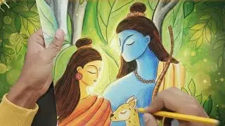 Ram & Sita drawing  🎨 | Beautiful Hand Drawing step by step 