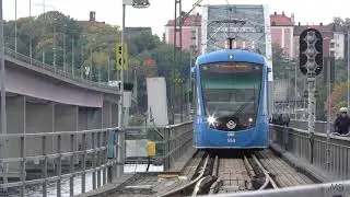 Spårvagnar på och vid Gamla Lidingöbron