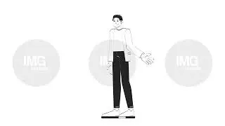 Approachable korean male employee in blazer greeting outline 2D character doodle animation